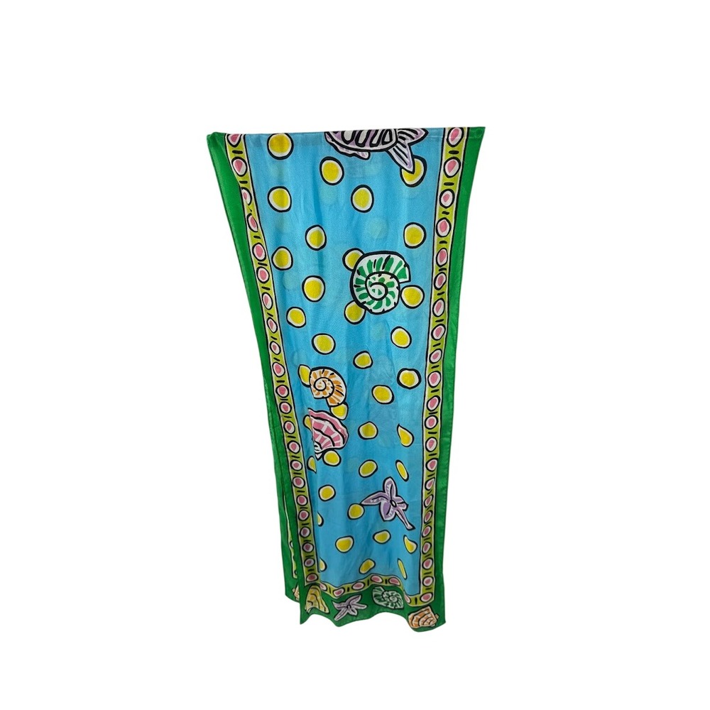 Echo Silk Scarf Blue Green Seashell Starfish Nautical Coastal Pop Art Oblong